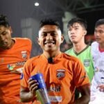 Empat pemain Borneo FC di Timnas U-23. Paling kanan Komang Teguh yang banyak menarik perhatian.