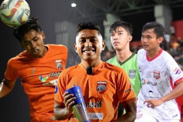 Empat pemain Borneo FC di Timnas U-23. Paling kanan Komang Teguh yang banyak menarik perhatian.